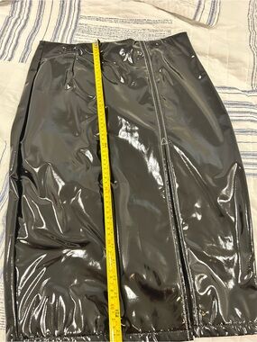 Glossy Black Vinyl Pencil Skirt